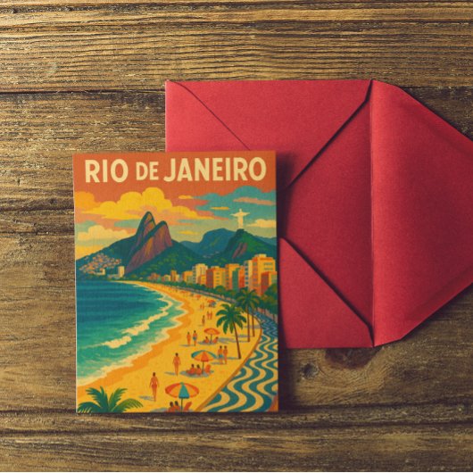 Retro Travel Copacabana Rio de Janeiro Brazil  Briefkaart