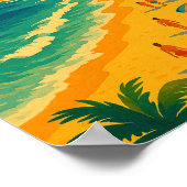 Retro Travel Copacabana Rio de Janeiro Brazil  Poster (Hoek)