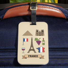 Retro Travel France Iconic National Symbols  Bagagelabel