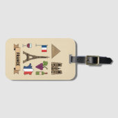 Retro Travel France Iconic National Symbols  Bagagelabel (Voorkant (horizontaal))