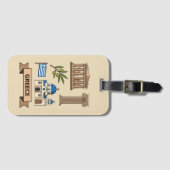 Retro Travel Greece Iconic National Symbols Bagagelabel (Voorkant (horizontaal))