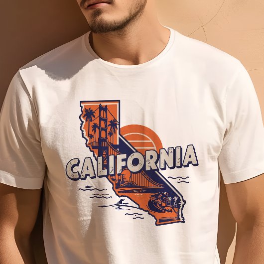 Retro Travel Iconisch Californië Graphic T-shirt