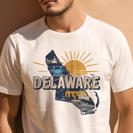 Retro Travel Iconisch Delaware Graphic T-shirt
