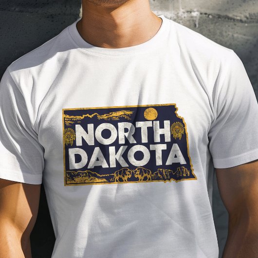 Retro Travel Iconisch North Dakota Graphic T-shirt
