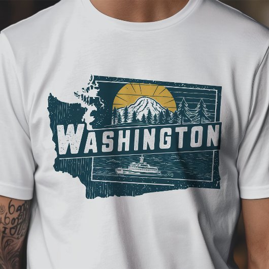 Retro Travel Iconisch Washington Graphic T-shirt