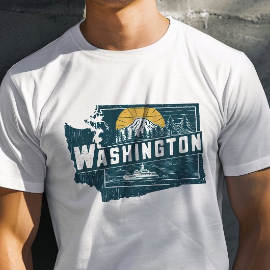 Retro Travel Iconisch Washington Graphic T-shirt