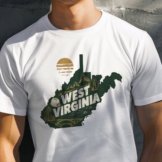 Retro Travel Iconisch West Virginia Graphic T-shirt