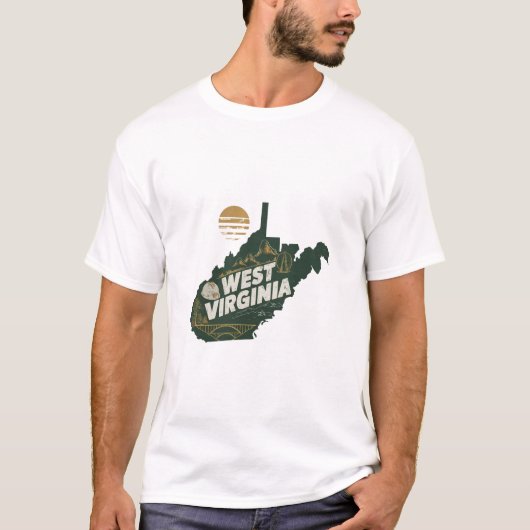 Retro Travel Iconisch West Virginia Graphic T-shirt (Voorkant)