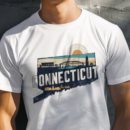 Retro Travel Iconische Connecticut Graphic T-shirt