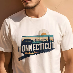Retro Travel Iconische Connecticut Graphic T-shirt