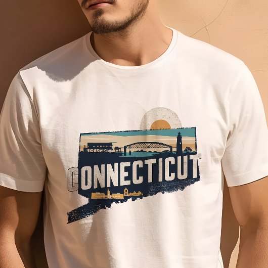 Retro Travel Iconische Connecticut Graphic T-shirt