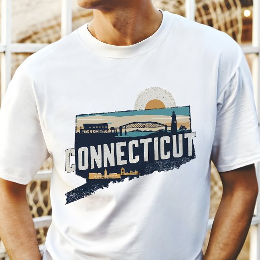 Retro Travel Iconische Connecticut Graphic T-shirt
