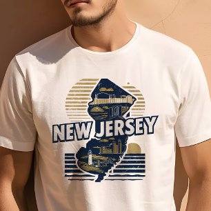 Retro Travel Iconische New Jersey Graphic T-shirt