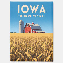 Retro Travel Iowa Vintage Heartland Farm Landscape Magneet