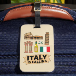 Retro Travel Italy Iconic National Symbols Bagagelabel