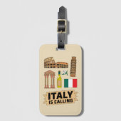 Retro Travel Italy Iconic National Symbols Bagagelabel (Voorkant (verticaal))