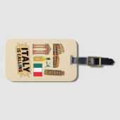 Retro Travel Italy Iconic National Symbols Bagagelabel (Voorkant (horizontaal))