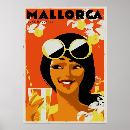 Retro Travel - Mallorca Balearen Spanje Poster (Voorkant)