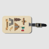 Retro Travel Mexico Iconic National Symbols  Bagagelabel (Voorkant (horizontaal))