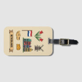 Retro Travel Netherlands Iconic Cultural Symbols Bagagelabel (Voorkant (horizontaal))