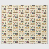 Retro Travel Netherlands Iconic Cultural Symbols Cadeaupapier (Vlak)