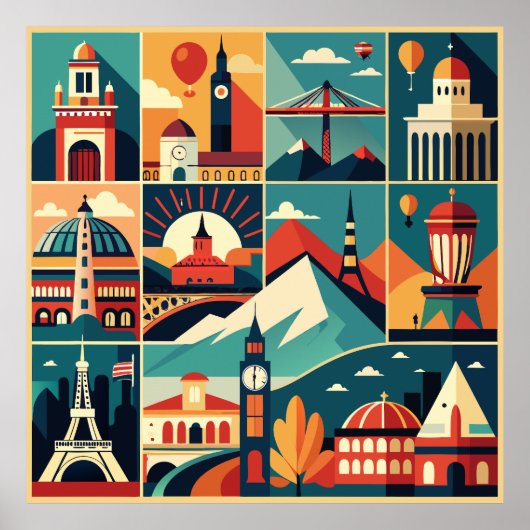 Retro Travel Poster Collage (Voorkant)