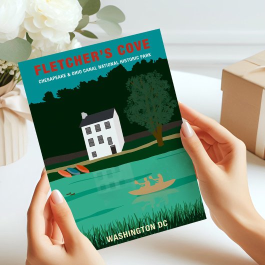 Retro Travel Poster Fletcher's Cove Washington DC Bedankkaart