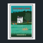 Retro Travel Poster Fletcher's Cove Washington DC Briefkaart<br><div class="desc">Dit retro-stijl travel design briefkaart beschikt over Fletcher's Cove (Fletcher's Boathouse) op het Chesapeake & Ohio Canal National Historic Landmark in Washington DC. Het is perfect voor iedereen die in het weekend heeft doorgebracht met varen en rennen langs het oude kanaal en het jaagpad.</div>