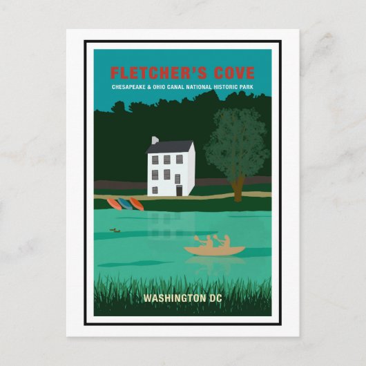 Retro Travel Poster Fletcher's Cove Washington DC Briefkaart (Voorkant)