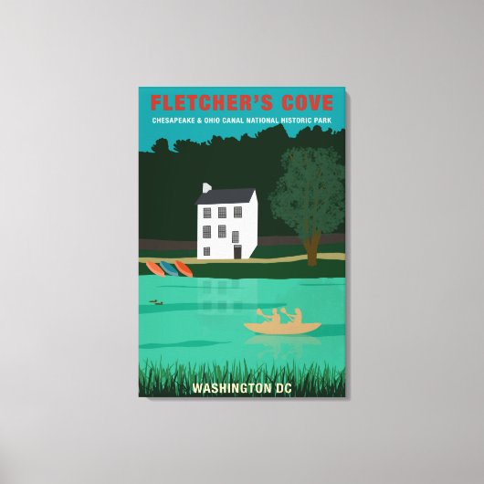 Retro Travel Poster Fletcher's Cove Washington DC Canvas Afdruk (Voorkant)