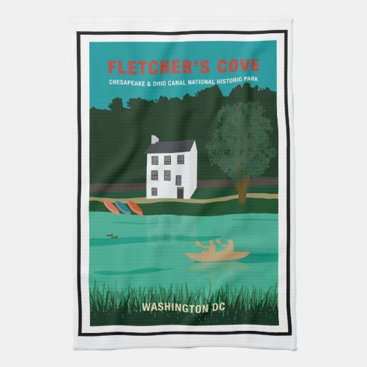 Retro Travel Poster Fletcher's Cove Washington DC Theedoek (Verticaal)