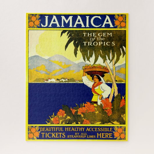 Retro Travel Poster Jamaica. Jigzaag Puzzle Legpuzzel (Verticaal)
