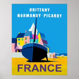 Retro Travel poster voor Normandië, Frankrijk