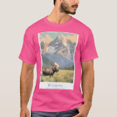 Retro Travel Poster Wyoming - Minimalistische Gran T-shirt (Voorkant)