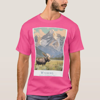 Retro Travel Poster Wyoming - Minimalistische Gran T-shirt