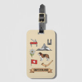 Retro Travel Switzerland Iconic National Symbols Bagagelabel (Voorkant (verticaal))
