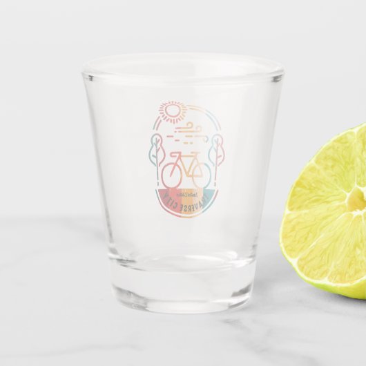 Retro Traverse City Bike Trail Shot Glas (Achterkant)