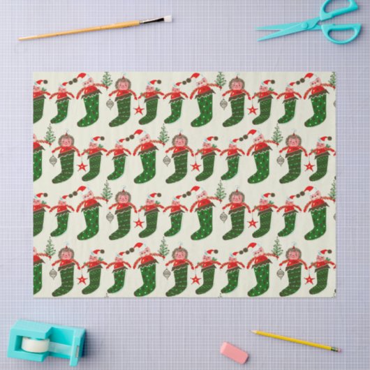 Retro Treasures Christmas Stockings Tissuepapier (Craft)