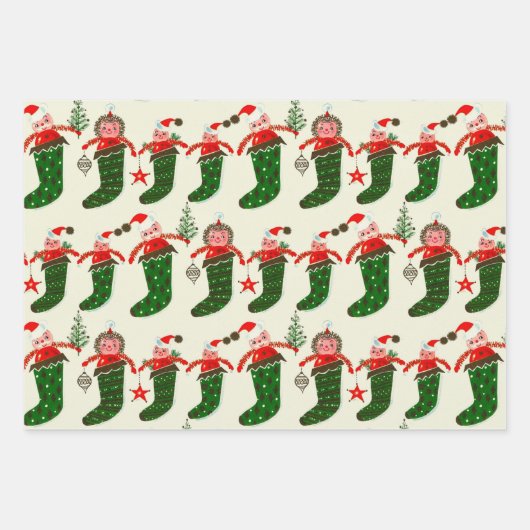 Retro Treasures Kerstmis Inpakpapier Vel (Voorkant 2)