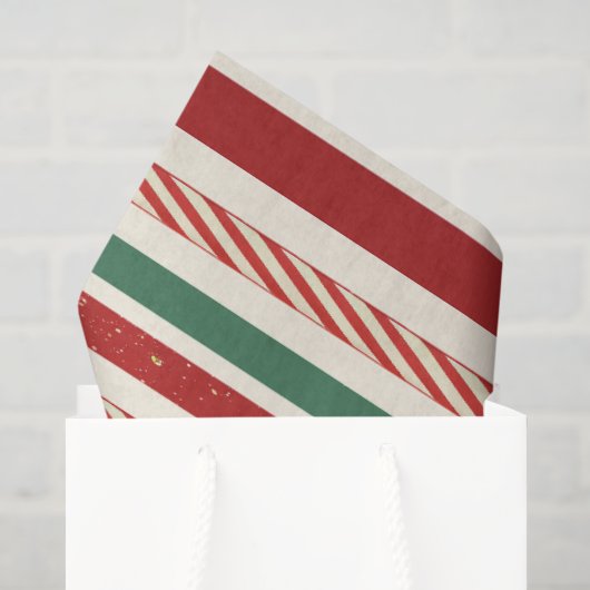 Retro Treasures Kerststrepen Tissuepapier (Cadeauzakje)