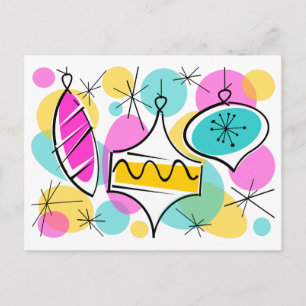 Retro Tree Baubles briefkaart