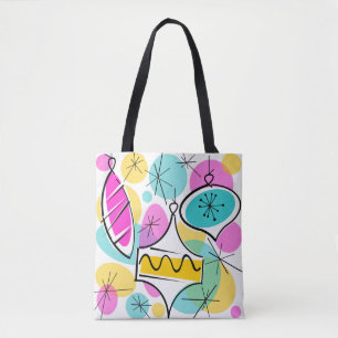 Retro Tree Baubles canvas tas magenta terug