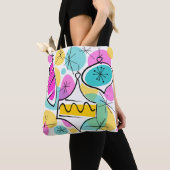 Retro Tree Baubles canvas tas magenta terug (Dichtbij)