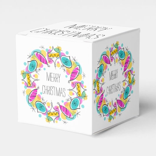 Retro Tree Baubles Circle Kerstklassiek Bedankdoosjes (Voorkant Zijde)