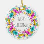 Retro Tree Baubles Circle Kerstversiering Keramisch Ornament (Voorkant)