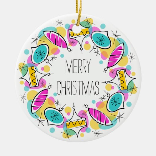 Retro Tree Baubles Circle Kerstversiering Keramisch Ornament (Voorkant)