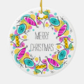 Retro Tree Baubles Circle Kerstversiering Keramisch Ornament (Achterkant)
