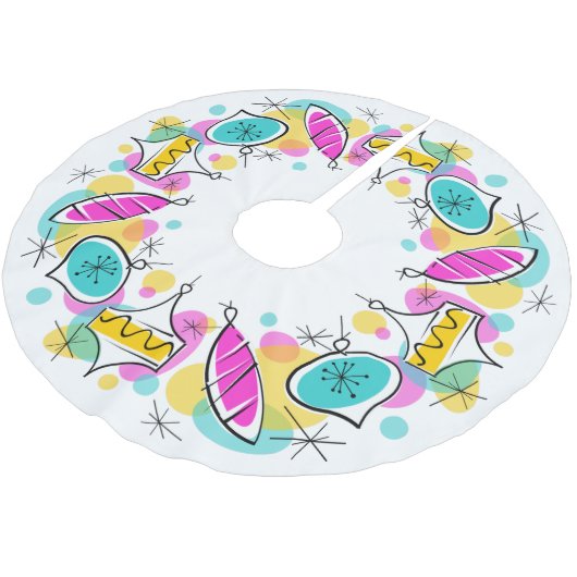 Retro Tree Baubles Cirkelboomrok Kerstboom Rok (Gekanteld)