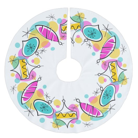 Retro Tree Baubles Cirkelboomrok Kerstboom Rok (Voorkant)