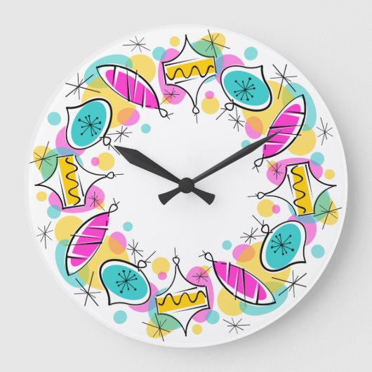 Retro Tree Baubles Cirkelklok Grote Klok (Voorkant)